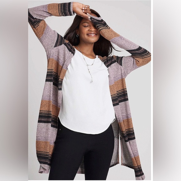 Maurices Sweaters - Maurices Striped Duster Cardigan Size XL